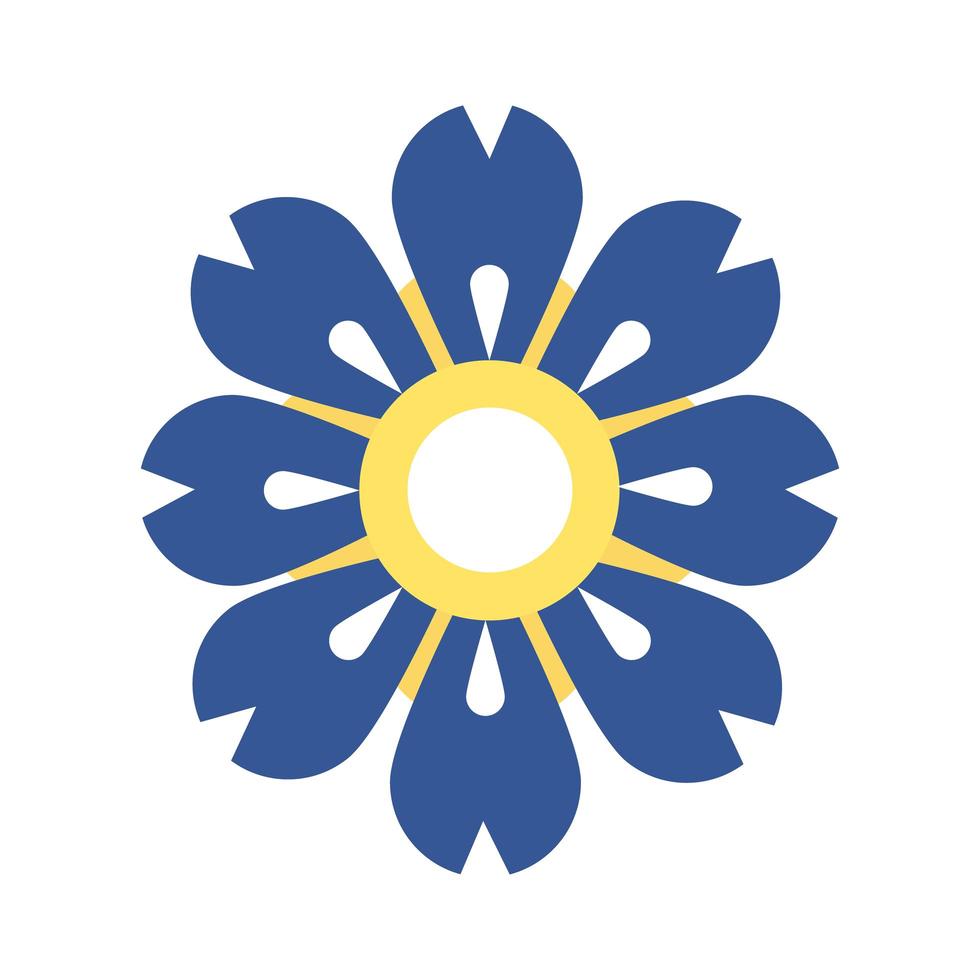 icône de style plat bleu et jaune fleur décorative mi automne vecteur