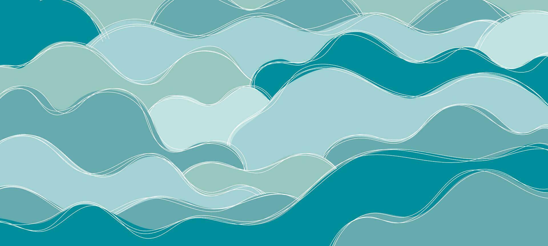 mer vagues modèle. abstrait vague Contexte. bleu l'eau vague ligne Profond mer modèle Contexte bannière vecteur illustration.