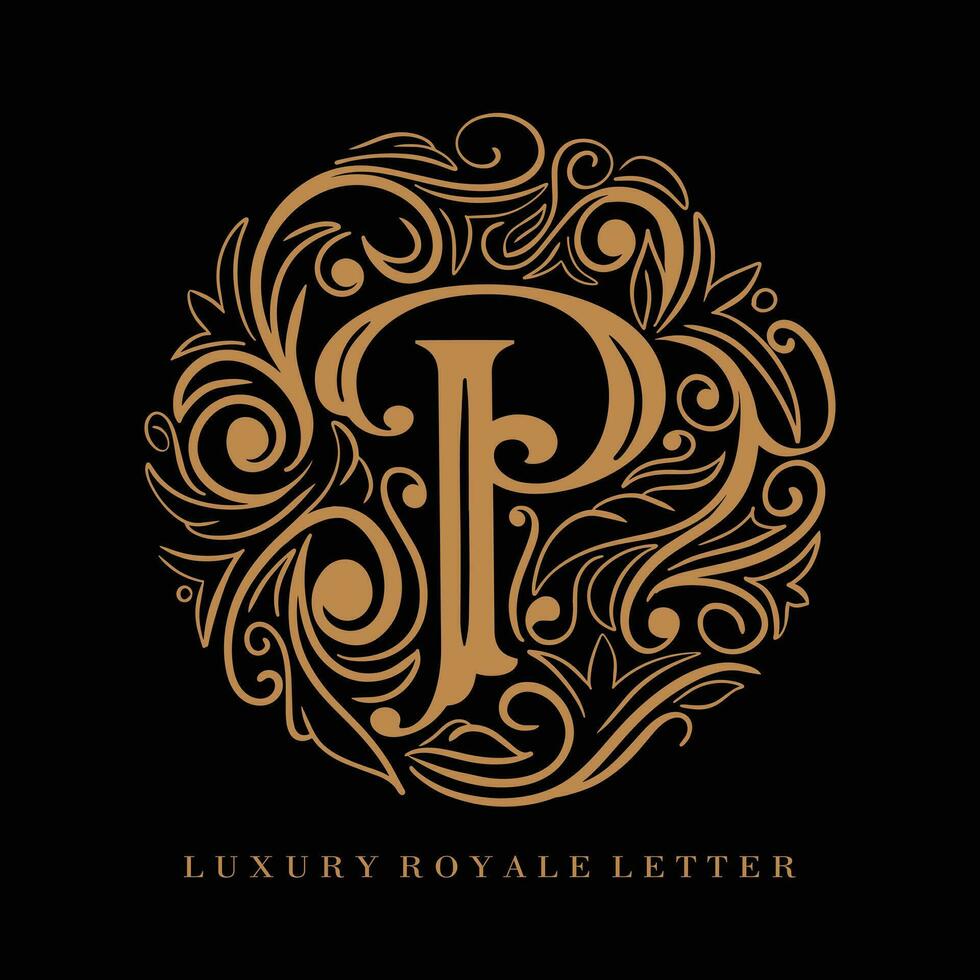 lettre p luxe Royal cercle ornement logo vecteur