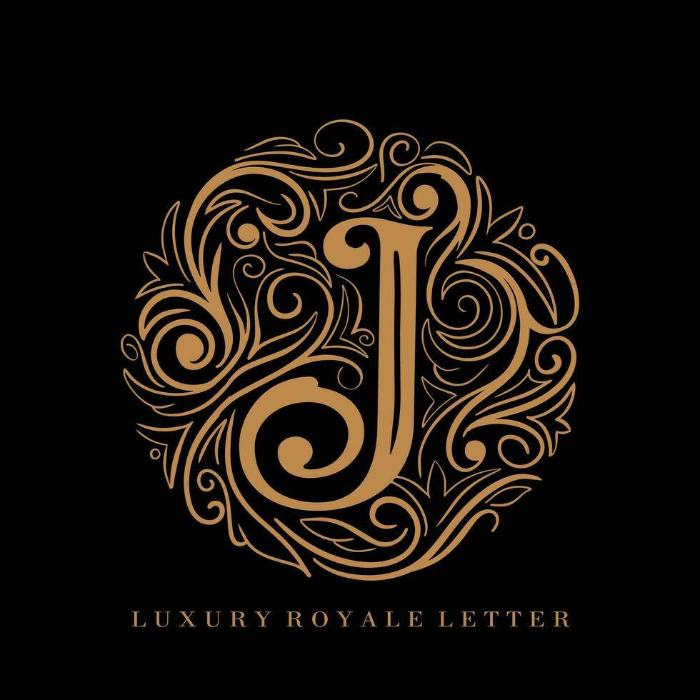 lettre j luxe Royal cercle ornement logo vecteur