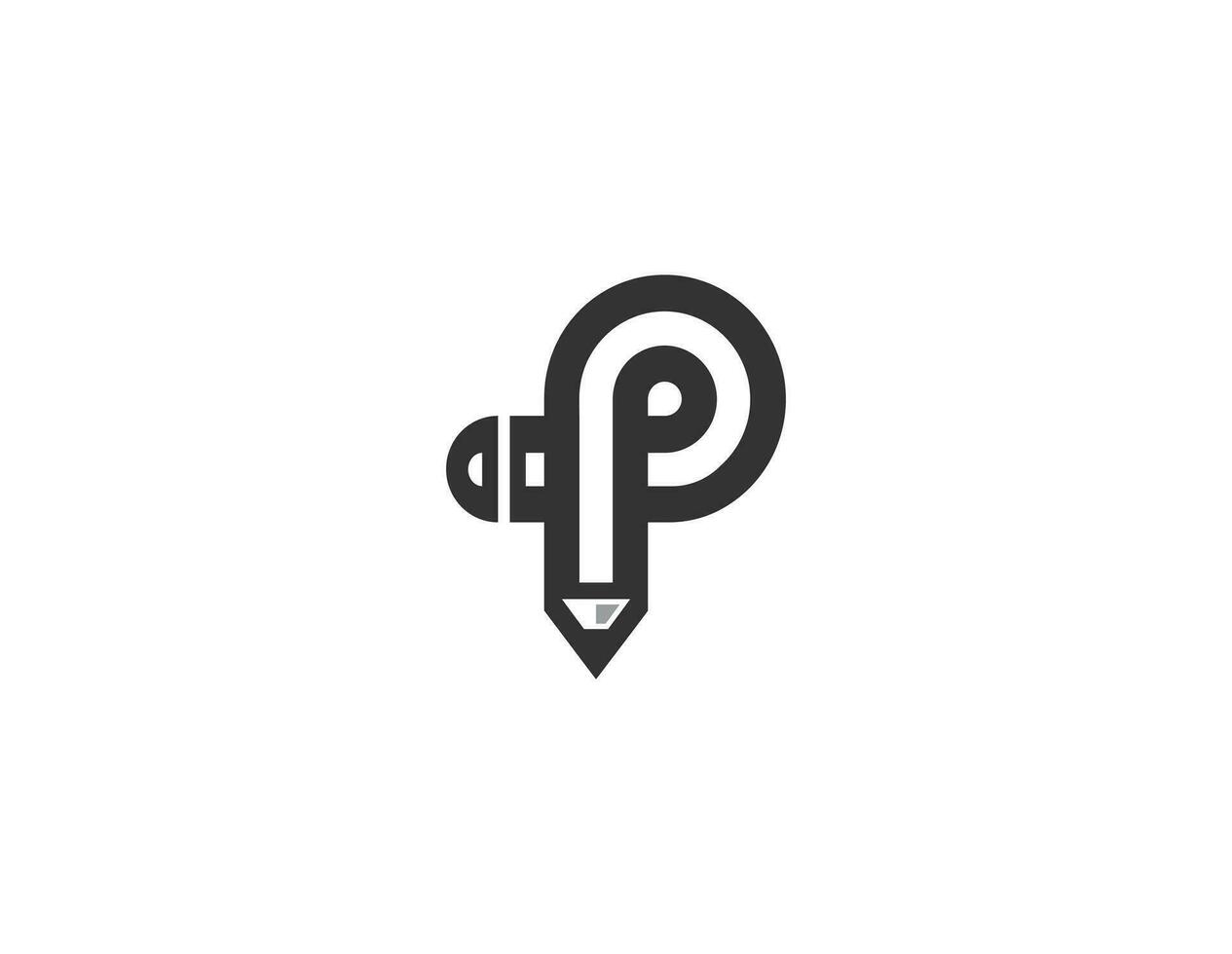 crayon lettre p, adapté pour école papeterie entreprise, Facile crayon logo, Facile encore moderne vecteur