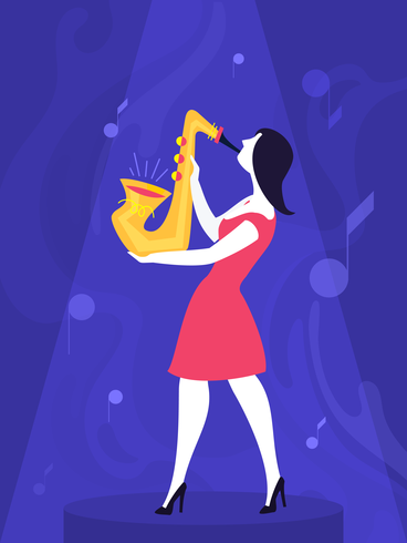 Femme jouant du saxophone vecteur