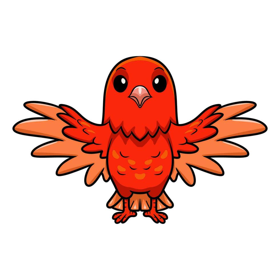 mignonne rouge facteur canari dessin animé en volant vecteur