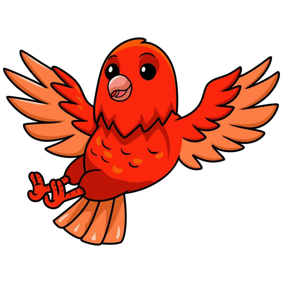 mignonne rouge facteur canari dessin animé en volant vecteur