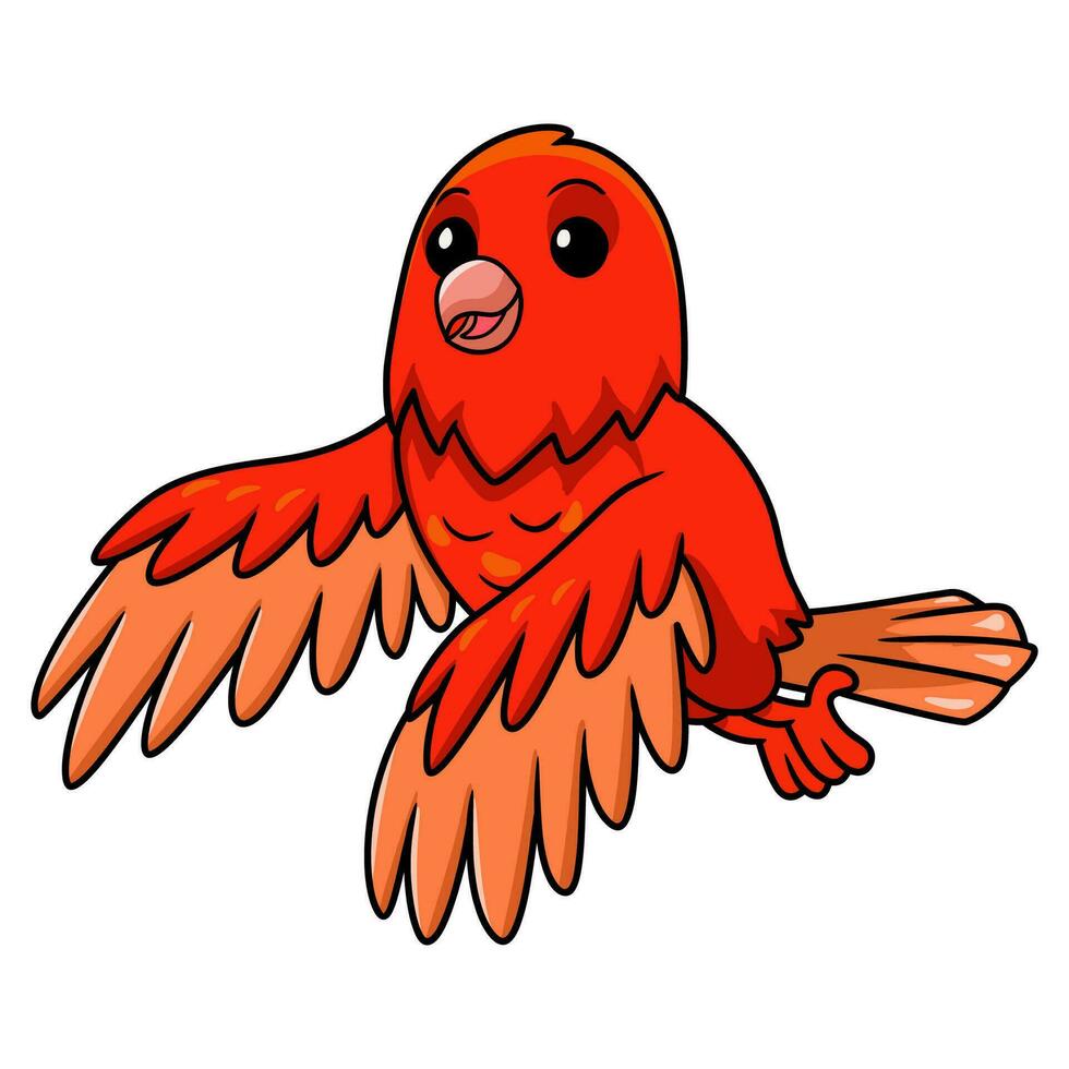 mignonne rouge facteur canari dessin animé en volant vecteur