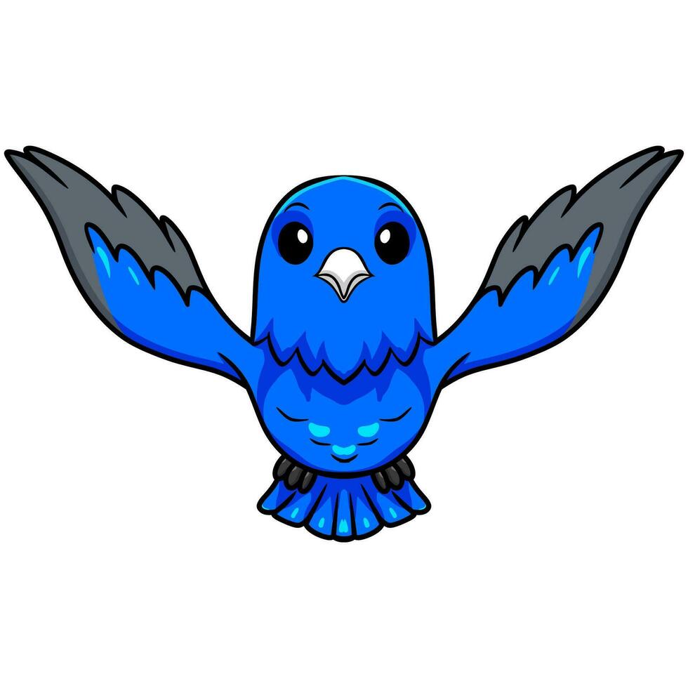 mignonne bleu facteur canari dessin animé en volant vecteur