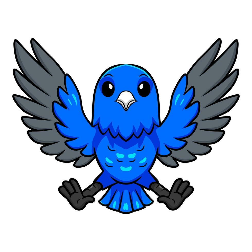 mignonne bleu facteur canari dessin animé en volant vecteur