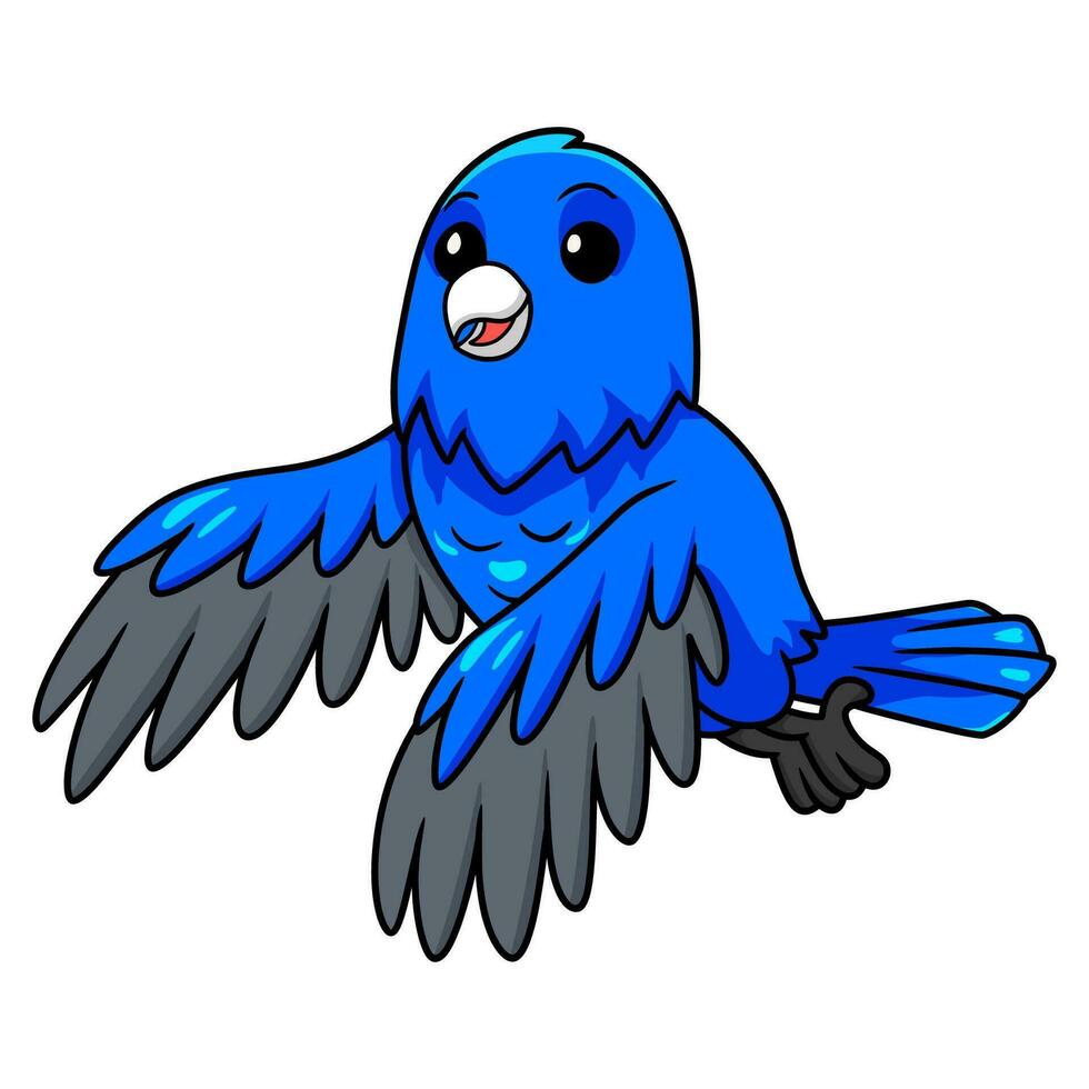 mignonne bleu facteur canari dessin animé en volant vecteur