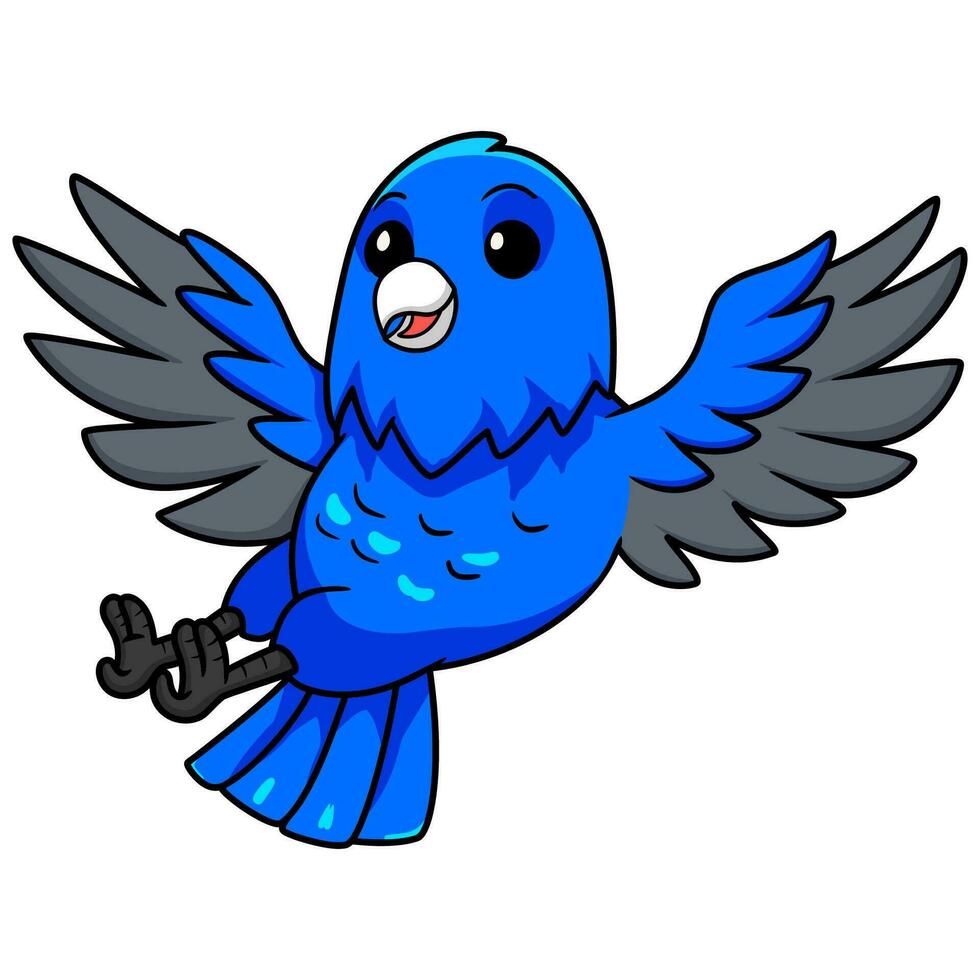 mignonne bleu facteur canari dessin animé en volant vecteur