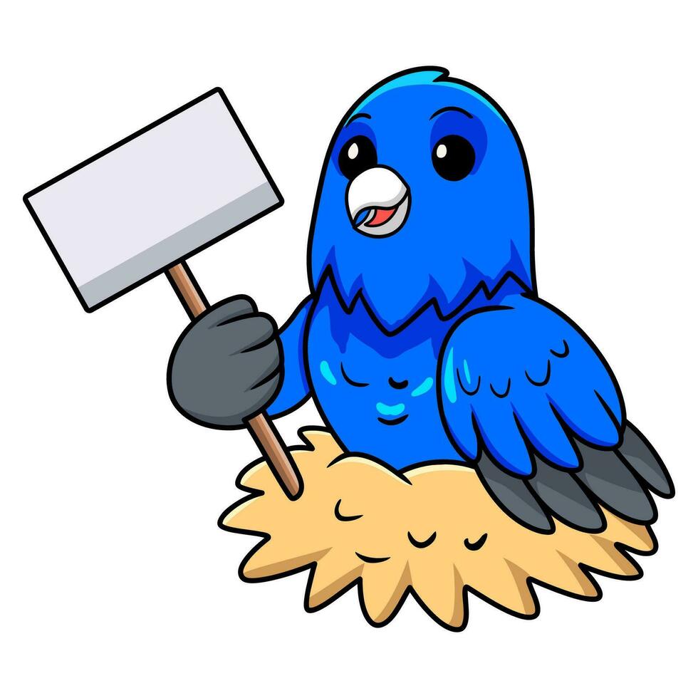 mignonne bleu facteur canari dessin animé en portant Vide signe vecteur