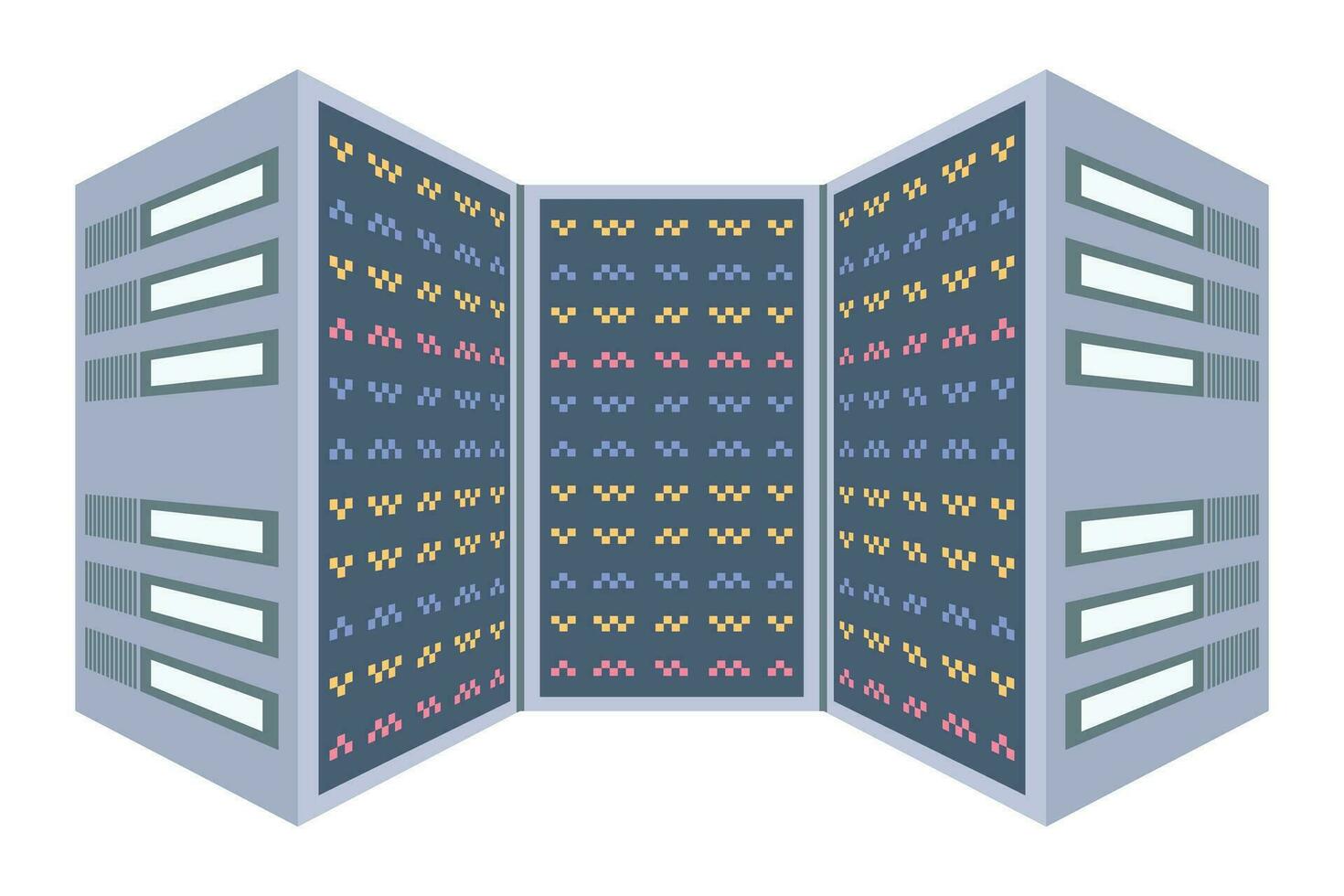 serveur pièce base de données système serveur racks Les données protection l'Internet Sécurité concept. Les données centre icône nuage espace de rangement nuage l'informatique ordinateur serveur. hébergement icône ordinateur réseau sécurise et protection. vecteur