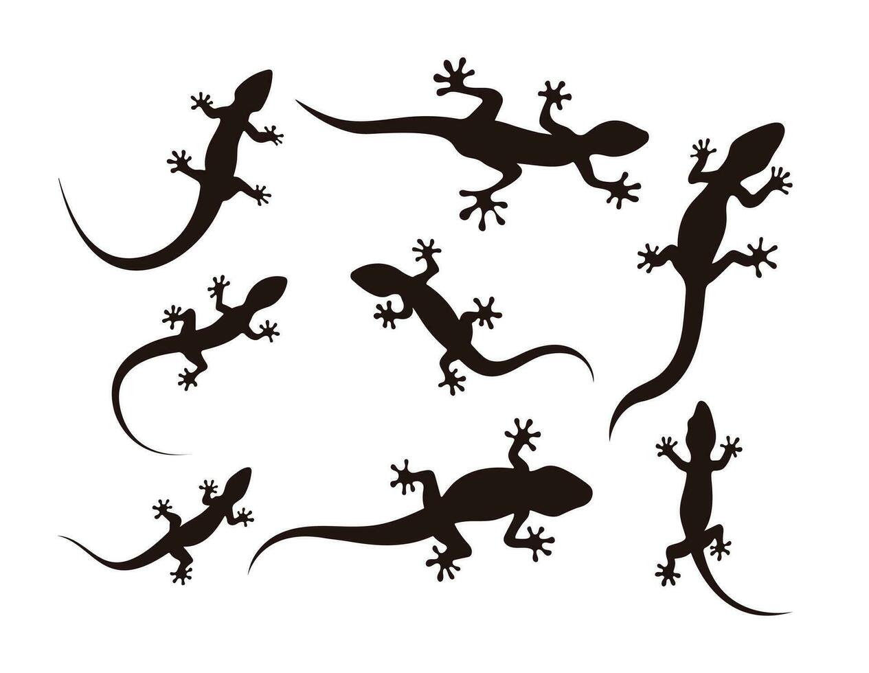 lézard silhouette avec beaucoup choix, gecko rampant escalade, reptile amoureux vecteur