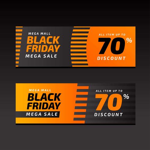 Modèle Orange de bannières Black Friday Sale vecteur