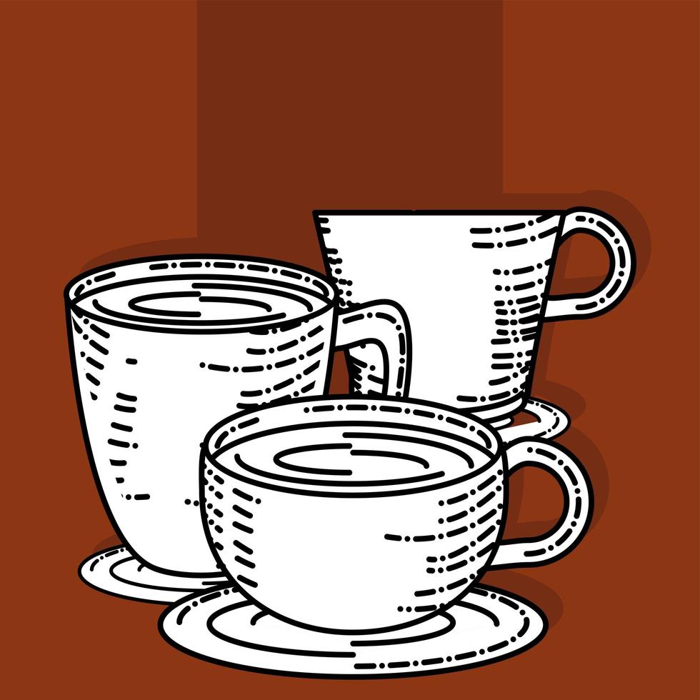 croquis de tasses à café vecteur