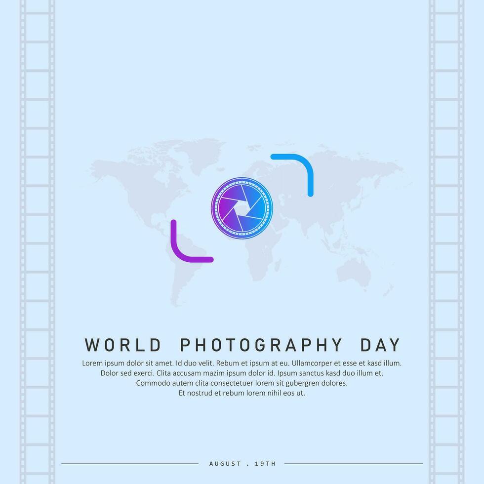 monde la photographie journée vecteur, typographie conception avec caméra. bien modèle pour monde la photographie journée conception. vecteur