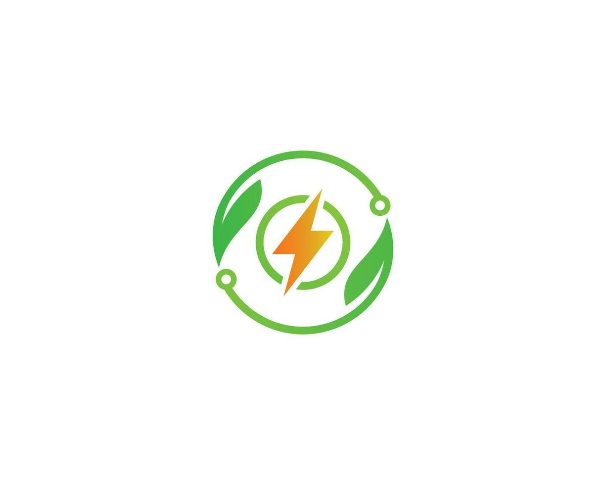 La technologie vert énergie logo conception avec électrique boulon symbole vecteur concept.