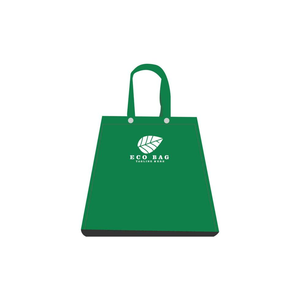 sac à provisions vert isolé sur blanc vecteur