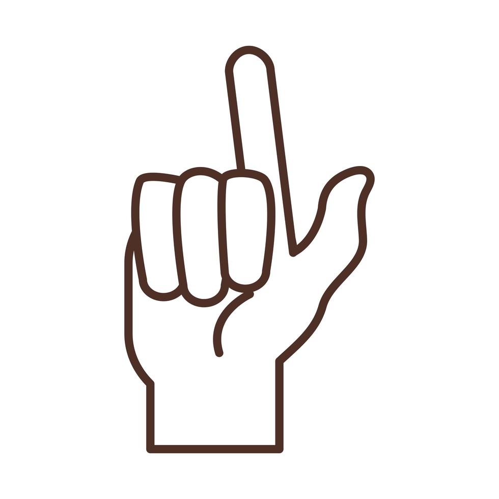geste de la main en langue des signes indiquant l icône de ligne de lettre vecteur