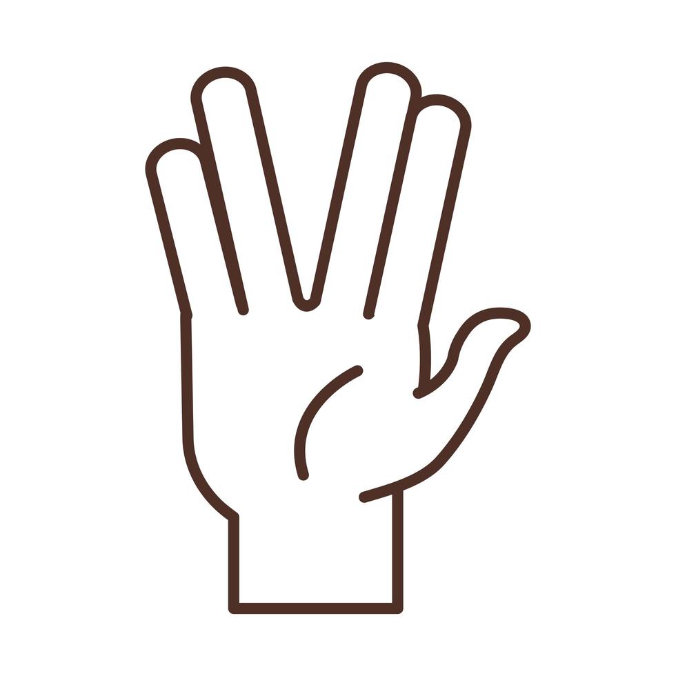 geste de la langue des signes main humaine saluer l'icône de la ligne vulcan vecteur