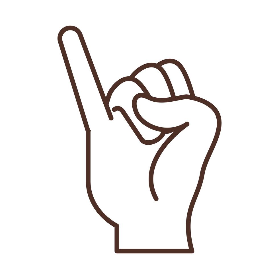 geste de la main en langue des signes indiquant l'icône de la ligne de la lettre j vecteur