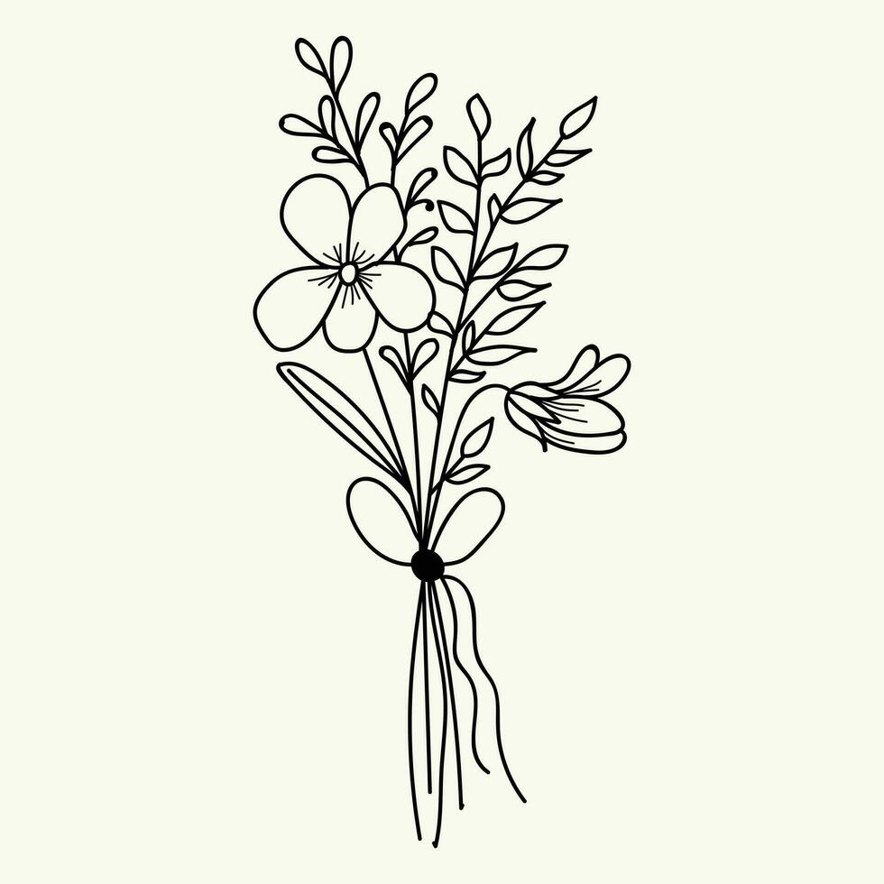 magnifique réaliste dessiné à la main artistique floral ancien bouquet composition décoratif esquisser vecteur