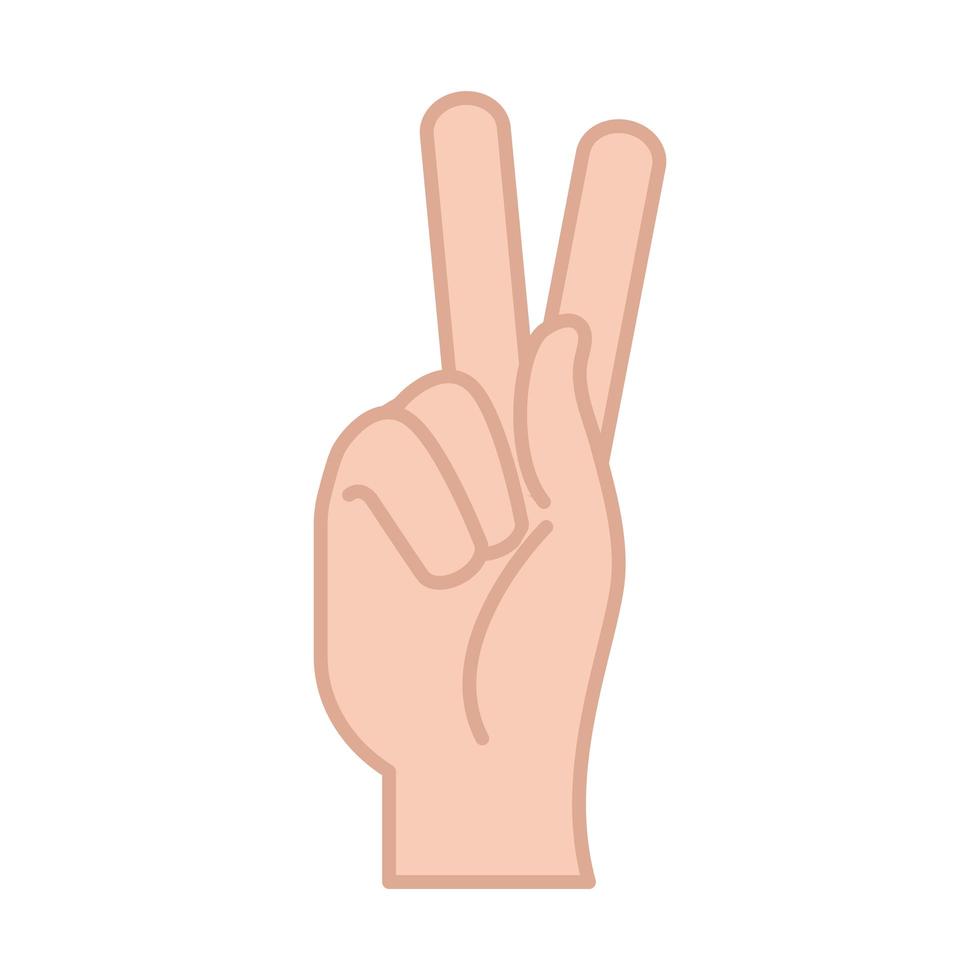 langue des signes geste de la main paix et amour ligne et icône de remplissage vecteur