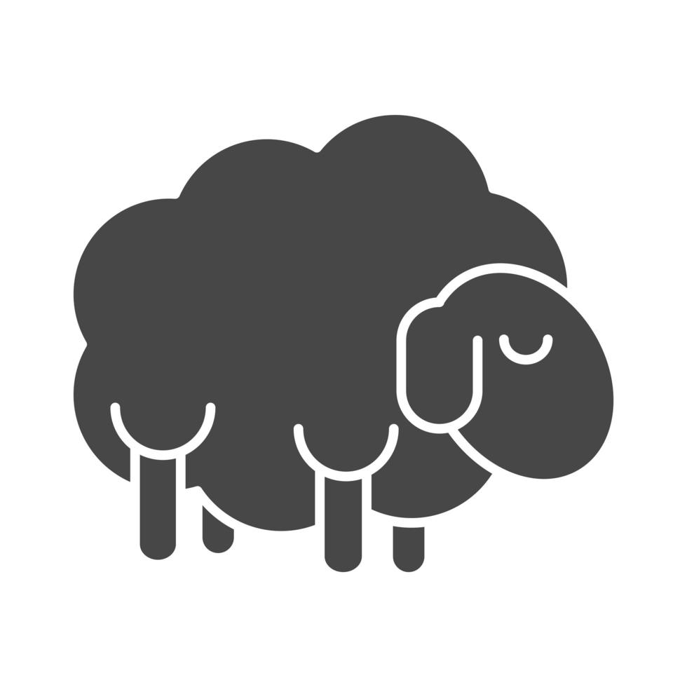 moutons cartoon animal ferme silhouette icône style vecteur