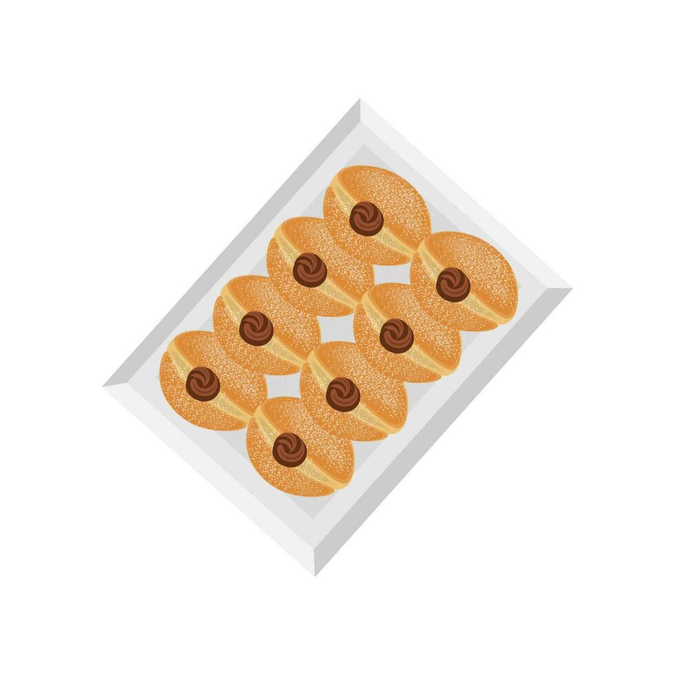 rempli Donut ou bombolone illustration logo dans une boîte vecteur