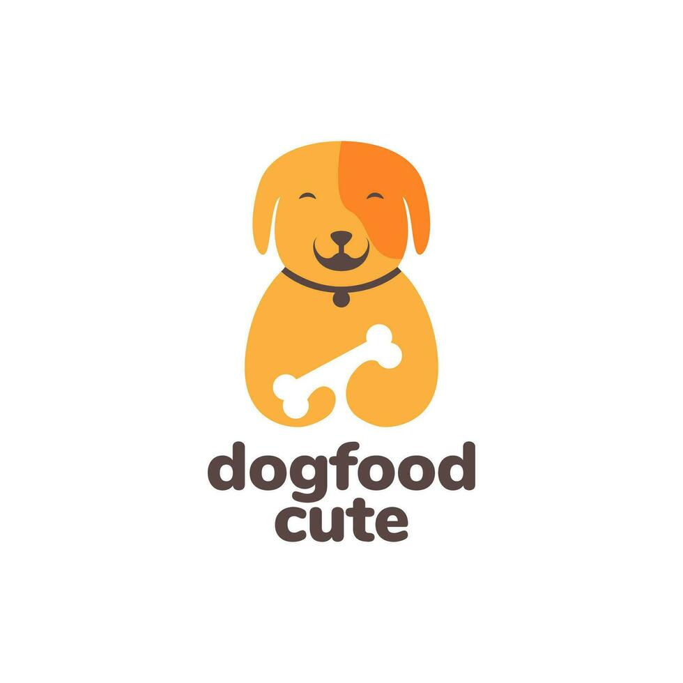 animal animaux domestiques chien tenir des os nourriture mascotte dessin animé mignonne logo conception vecteur