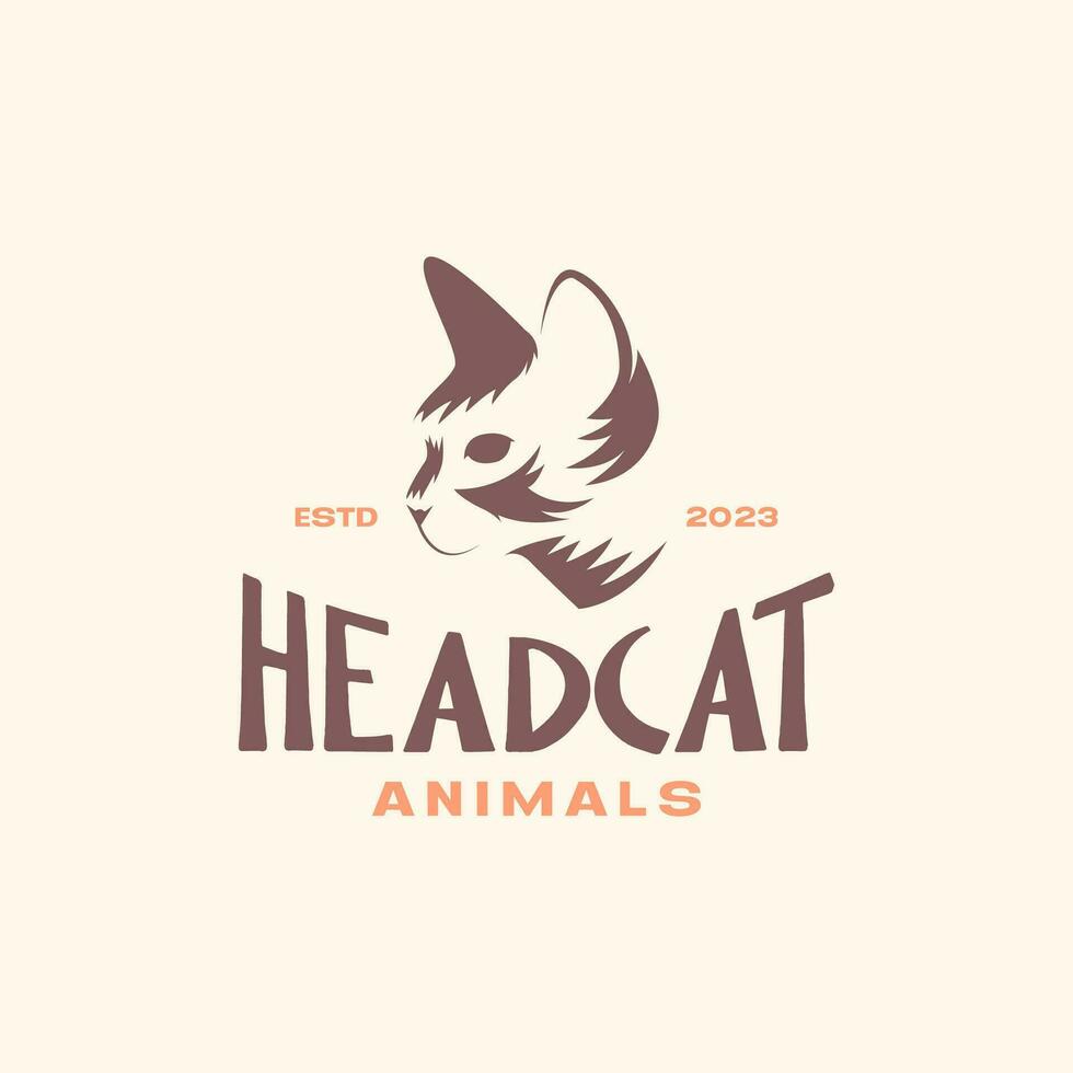 animal animaux domestiques chat chaton tête mascotte ancien vieux logo conception vecteur