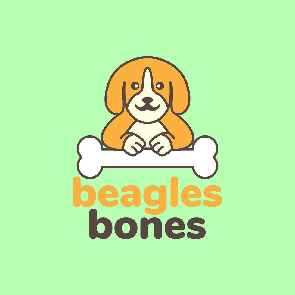 animal animaux domestiques chien beagle des os coloré mascotte dessin animé moderne logo conception vecteur