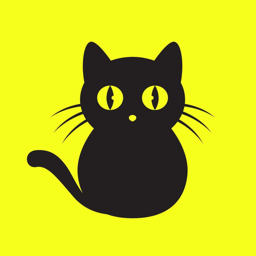 chaton chat noir animaux domestiques mignonne minimal moderne mascotte logo vecteur icône illustration