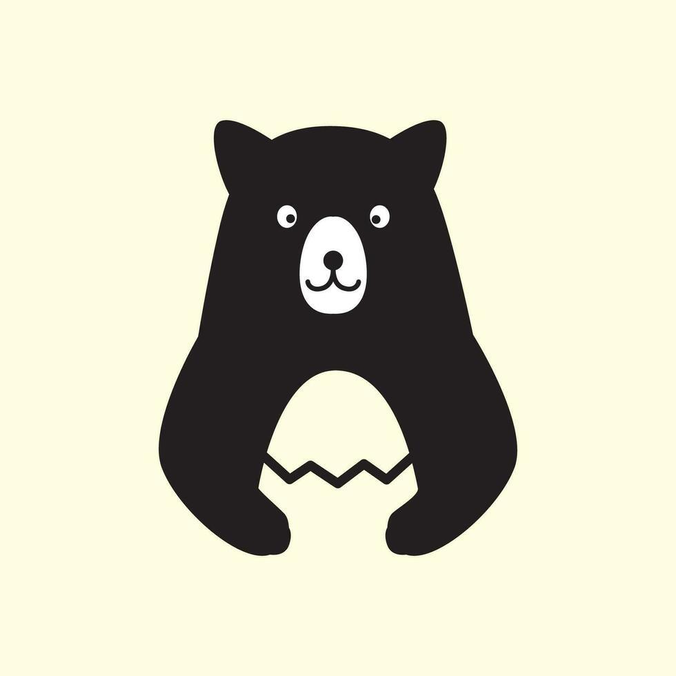 mon chéri ours mignonne avec Oeuf macsot dessin animé moderne minimal logo icône vecteur illustration