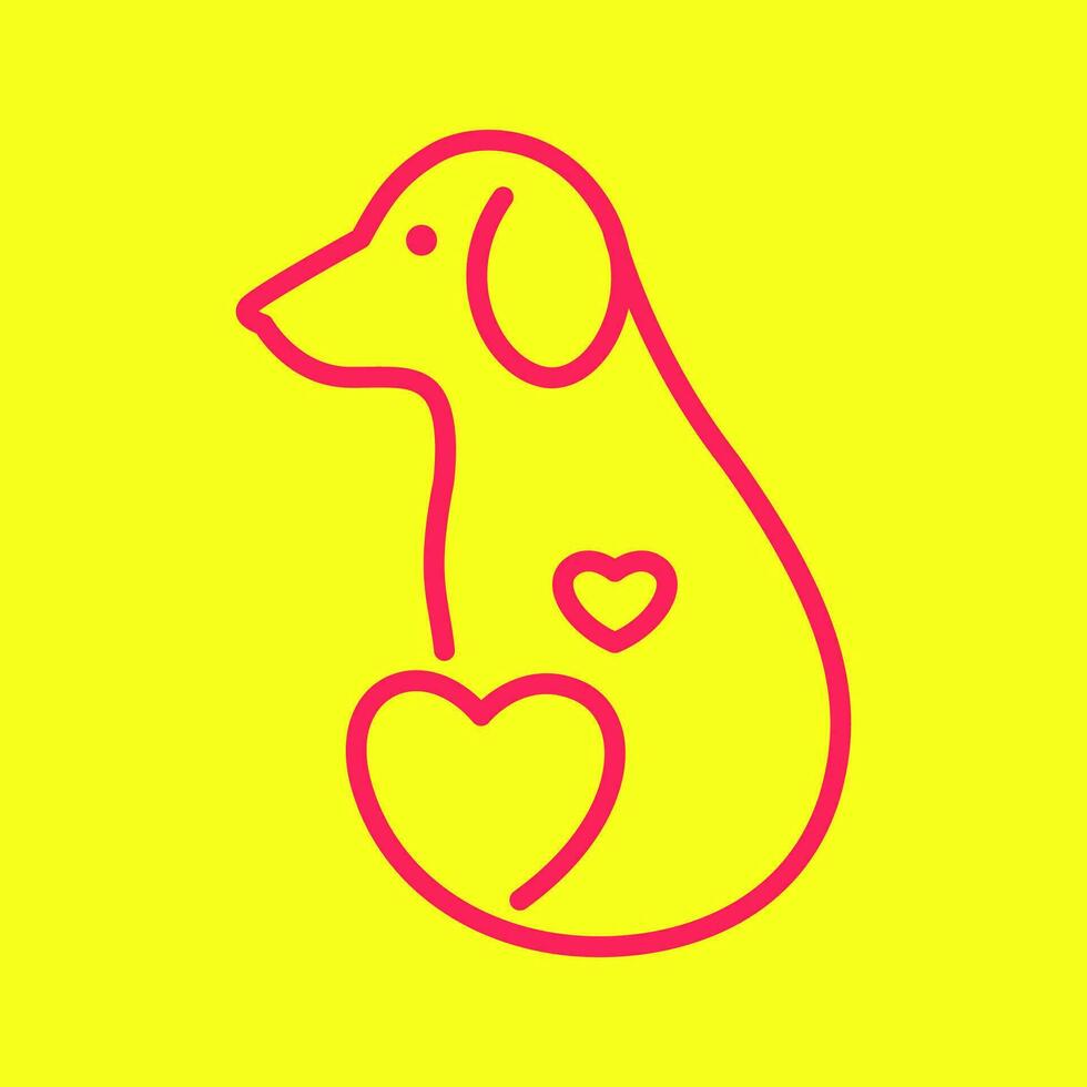 chien animaux domestiques se soucier amoureux cœur lignes Facile minimal mascotte moderne logo vecteur icône illustration