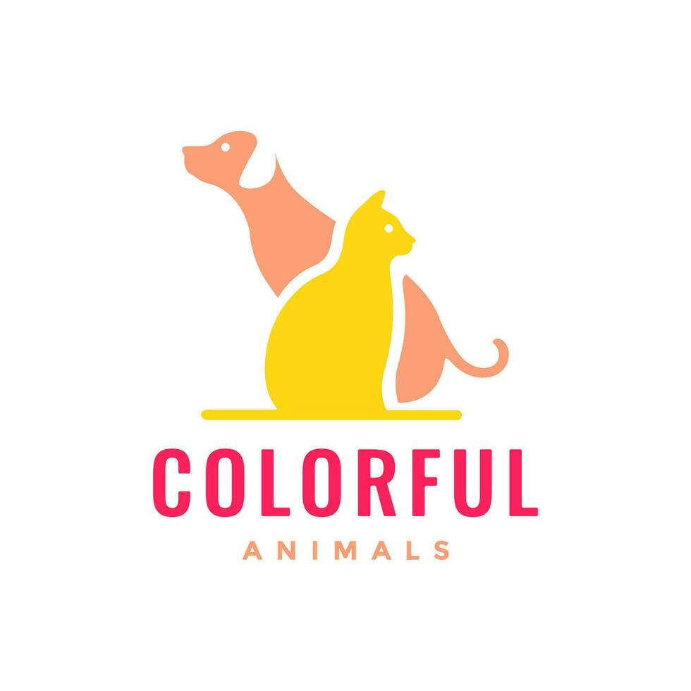 chat et chien animaux domestiques coloré moderne Facile mascotte copains logo icône vecteur illustration