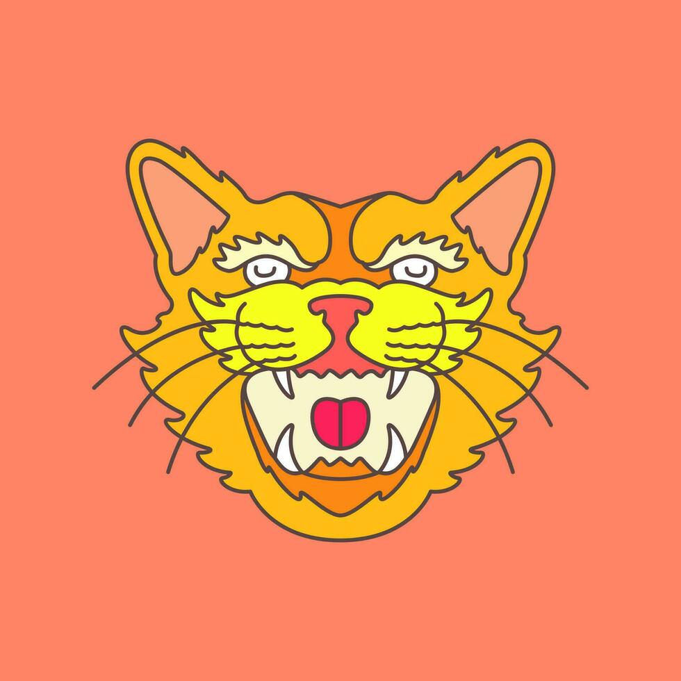 rugir tigre ancien bête faune jungle coloré mascotte logo vecteur icône illustration