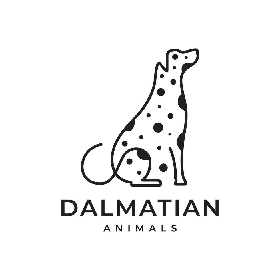 dalmatien chien animaux domestiques asseoir moderne minimal points mascotte logo icône vecteur illustration