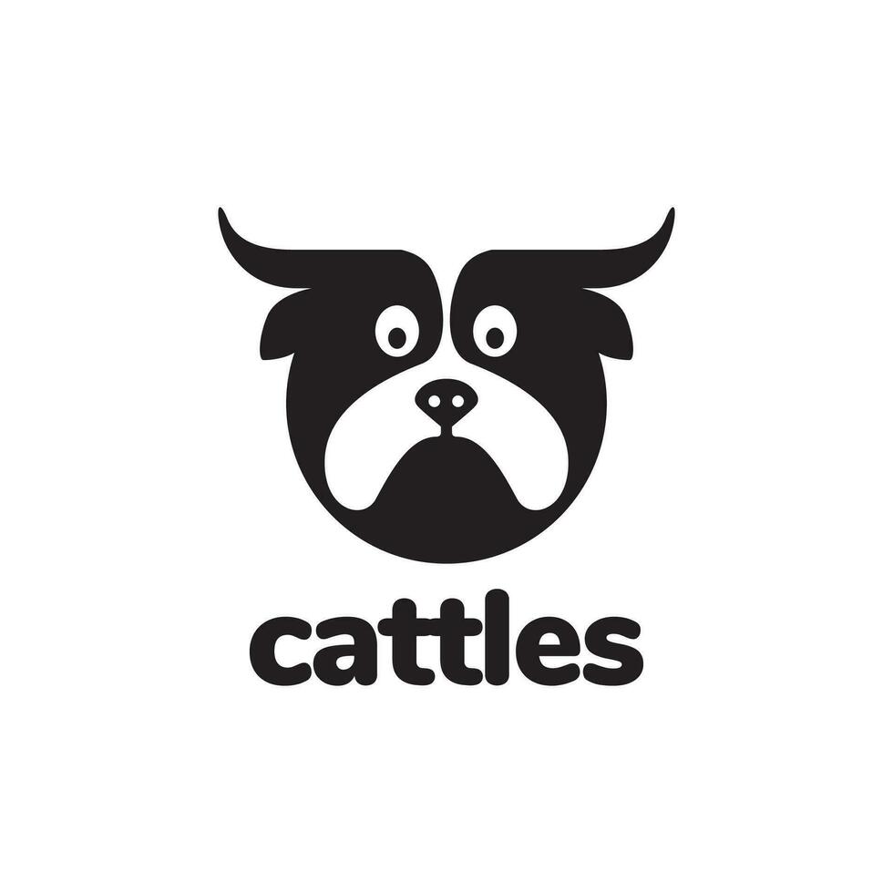 vache bétail cornu Lait bétail mascotte dessin animé mignonne Facile moderne logo icône vecteur illustration