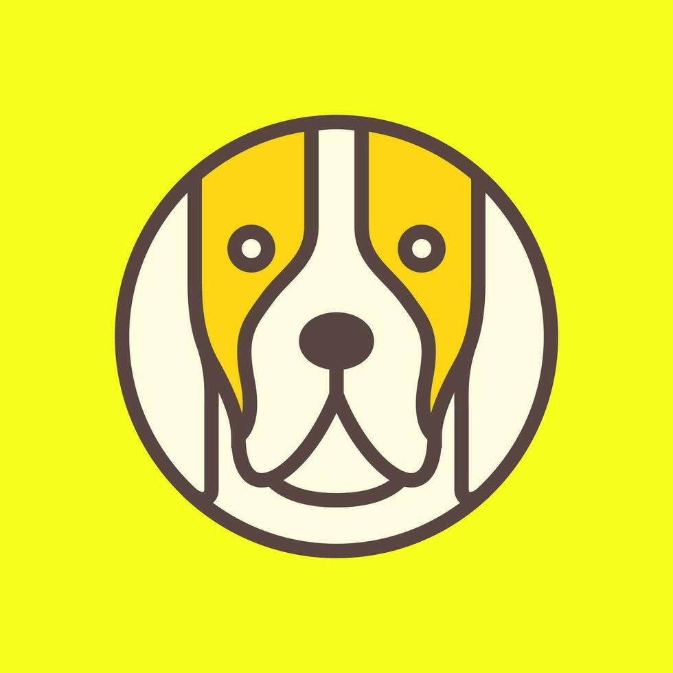 Bretagne chien animaux domestiques tête cercle coloré moderne géométrique minimal mascotte logo icône vecteur illustration