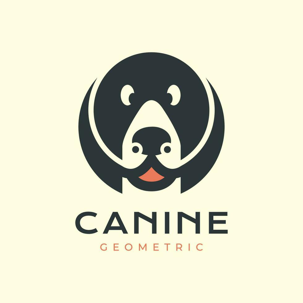 chien canin animaux domestiques tête cercle géométrique moderne coloré Facile logo icône vecteur illustration