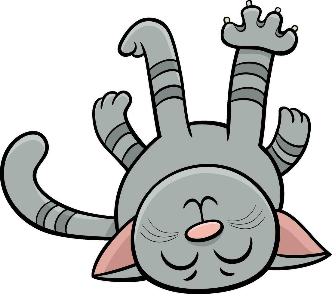 heureux dessin animé chaton tigré personnage animal comique vecteur