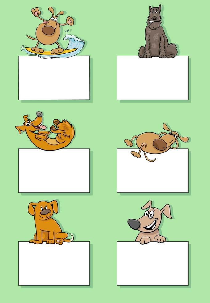 dessin animé chiens et chiots avec cartes conception ensemble vecteur