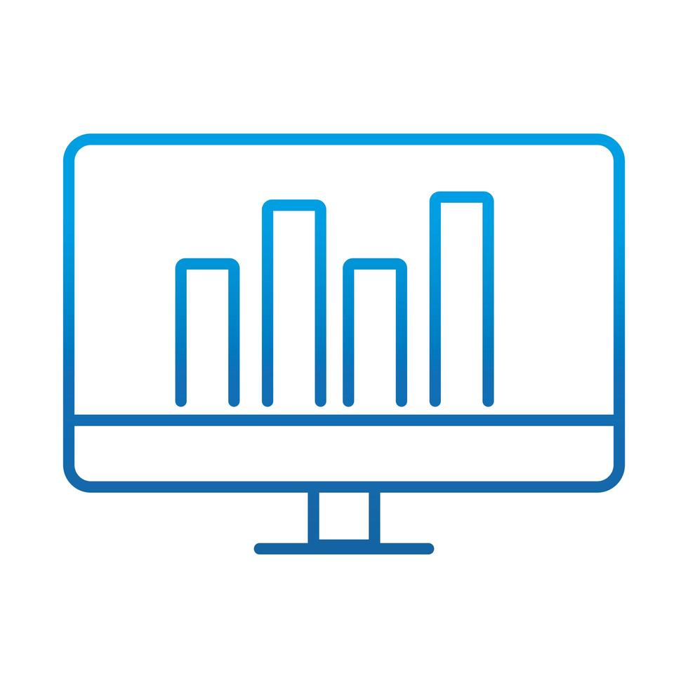 rapport de diagramme d'ordinateur d'analyse de données stratégie d'entreprise et icône de ligne bleue de gradient d'investissement vecteur