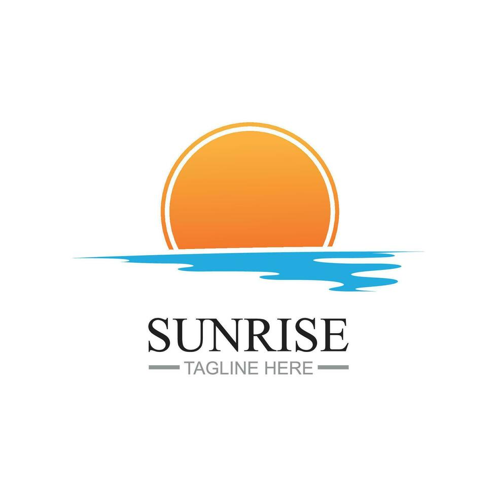 modèle de logo de lever de soleil. modèle de logo d'icône d'illustration vectorielle soleil sur l'horizon vecteur