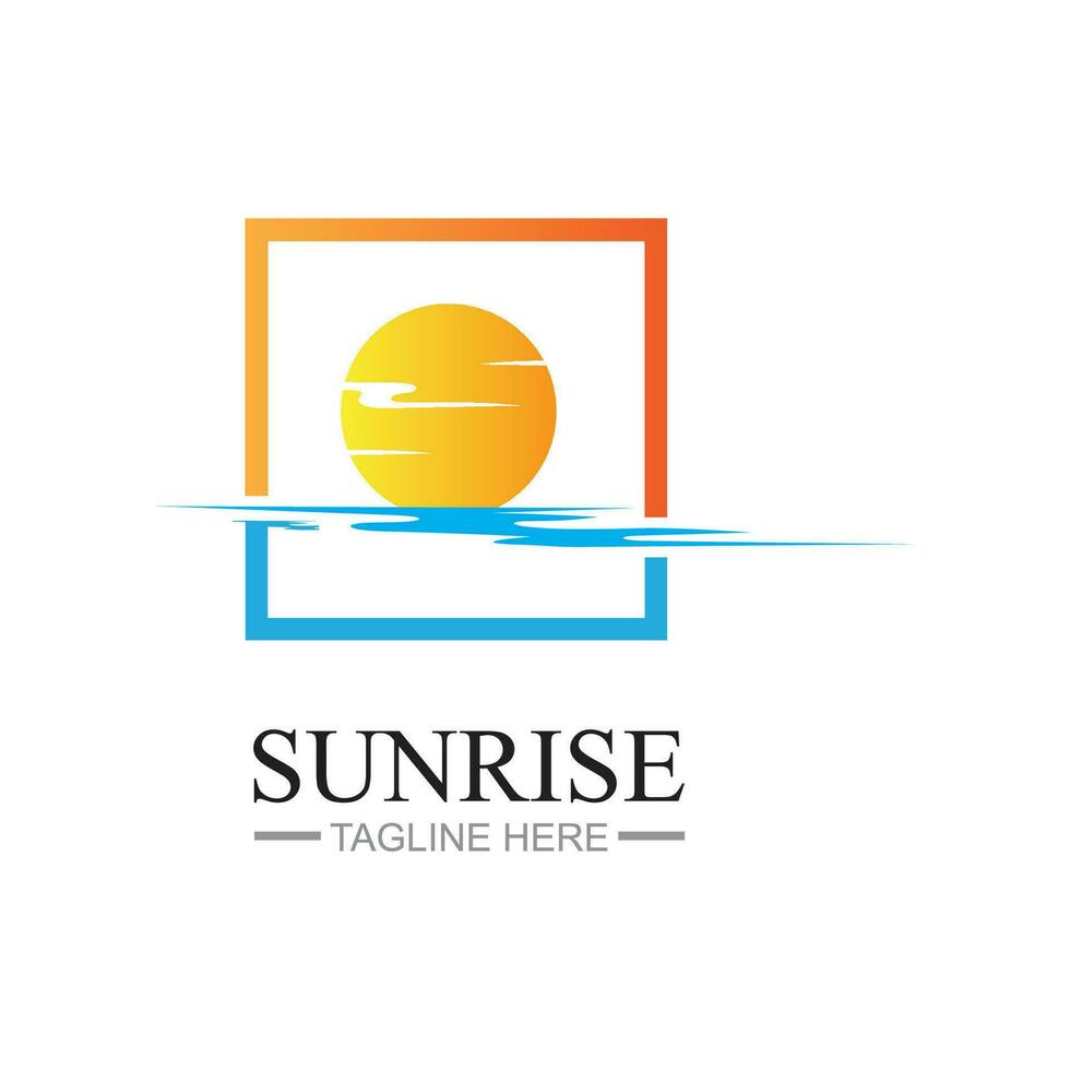 modèle de logo de lever de soleil. modèle de logo d'icône d'illustration vectorielle soleil sur l'horizon vecteur