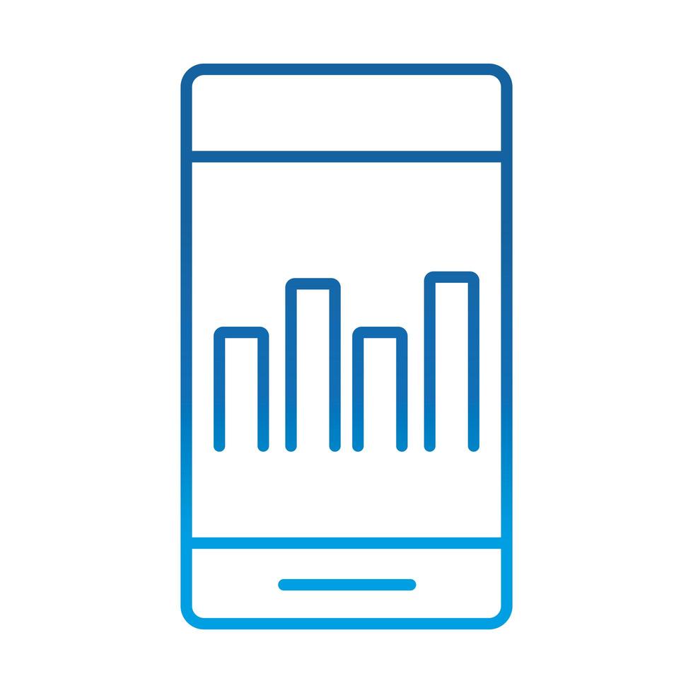 analyse des données smartphone graphique numérique stratégie d'entreprise et icône de ligne bleue dégradée d'investissement vecteur