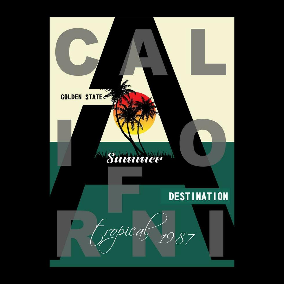 Californie été texte logo illustration typographie conception vecteur