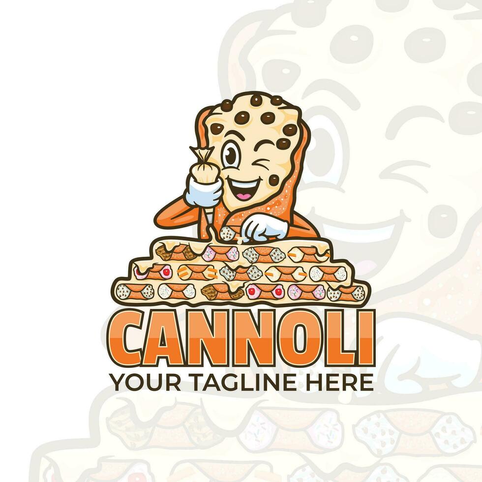 cannoli dessin animé personnage mascotte logo conception vecteur