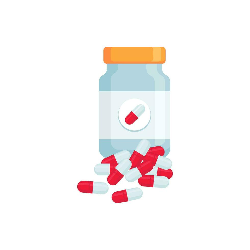 médicament capsule bouteille vecteur illustration dans plat style conception
