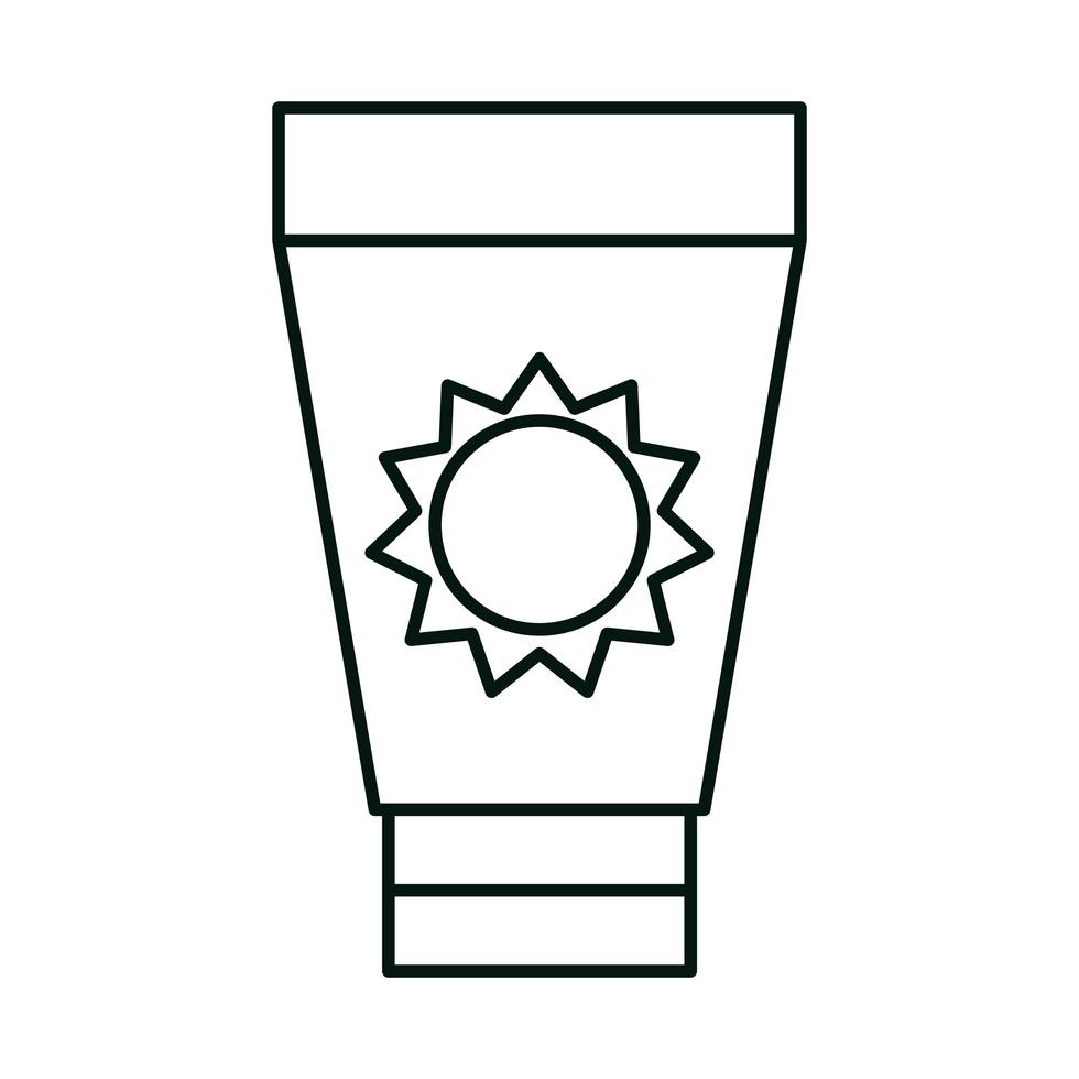 style d'icône linéaire de protection de bouteille de crème solaire vecteur